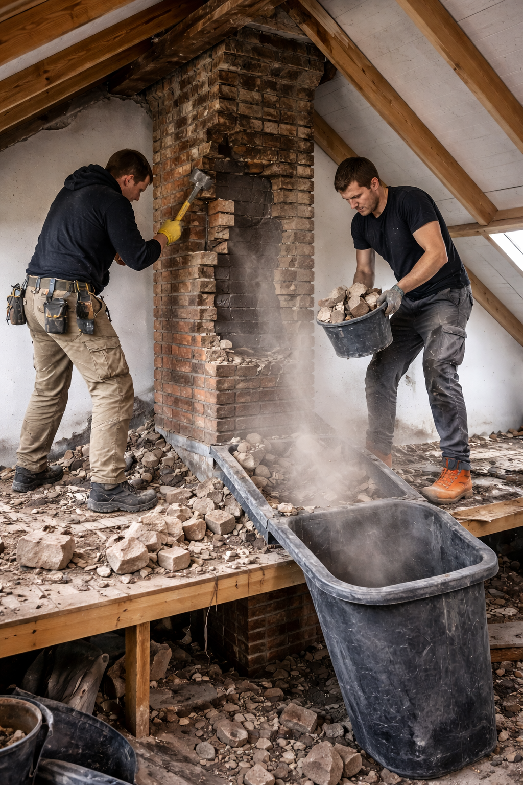 Schoorsteen verwijderen binnenshuis